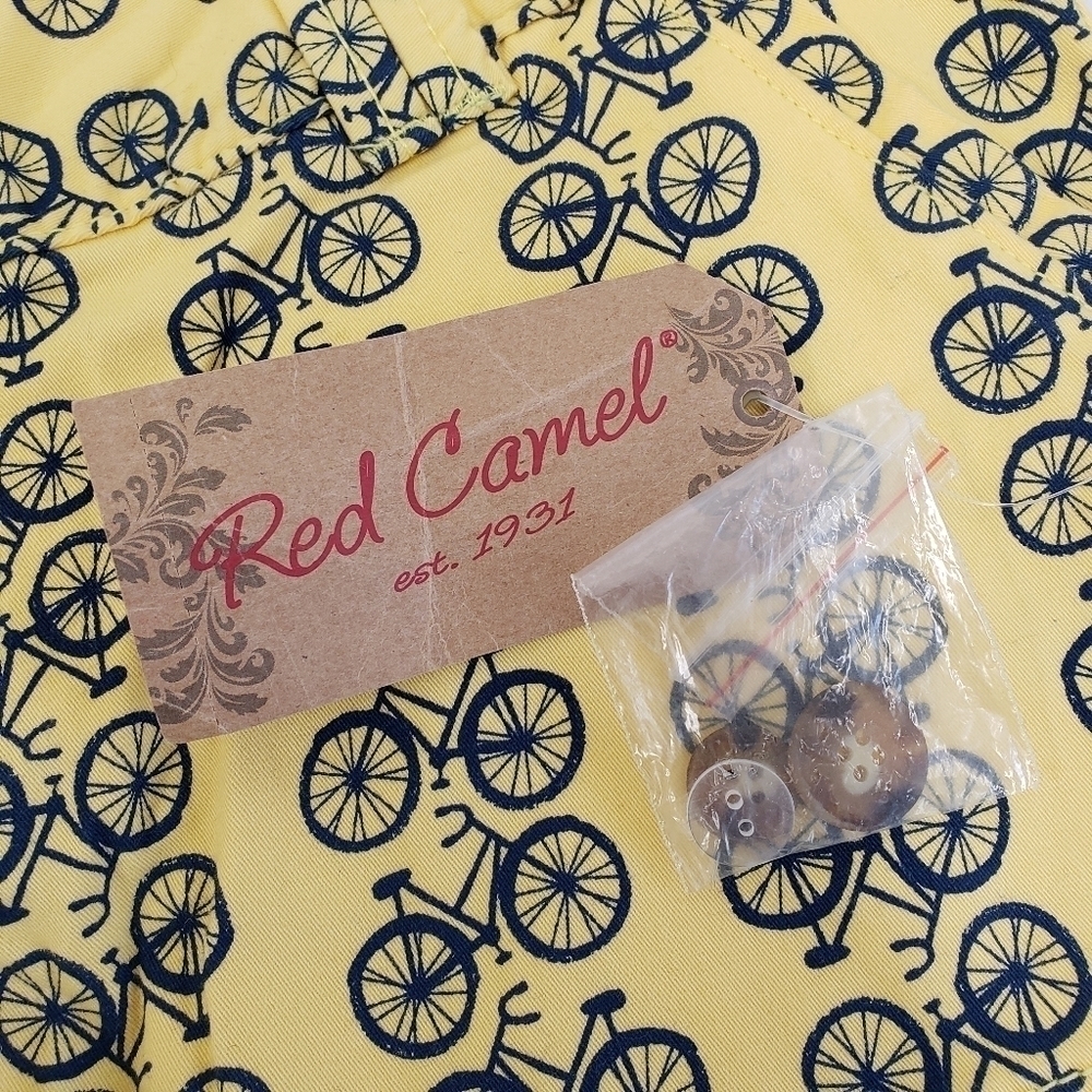 Red Camel Womens Bicycle Bike Print Yellow Shorts Size 5 - Picture 5 of 8